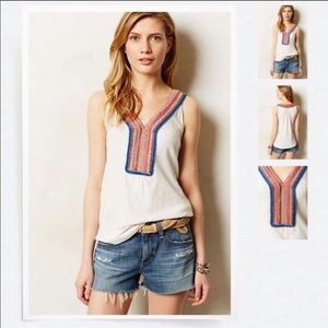 White tank with colorful embroidery akemi + kin